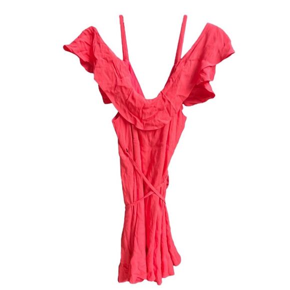 Cupcakes and Cashmere Morena Ruffle Wrap Dress Hot Coral Pink Size 8 - Picture 2 of 8